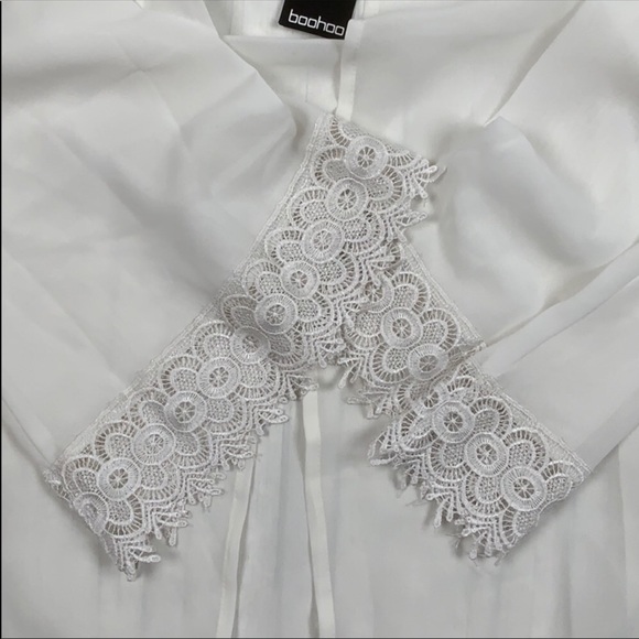 Boohoo Sheer Embroidered Edge Kimono/Cover - Picture 6 of 7